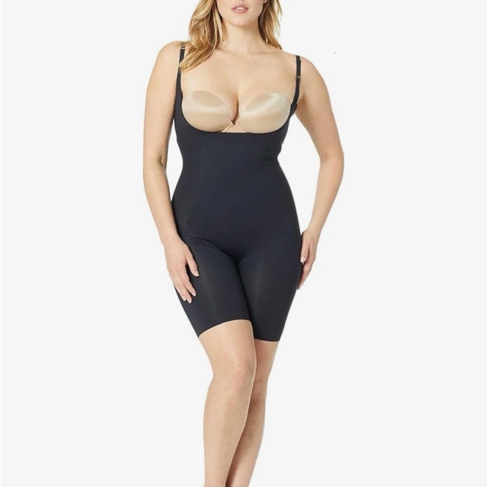 SPANX open bust shapewear mid thigh bodysuit sz XL